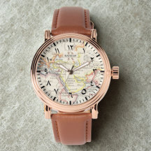 Men’s Rose Gold Mecca Map Watch – Arabic Numerals 