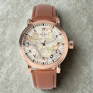 Men’s Rose Gold Mecca Map Watch – Arabic Numerals 