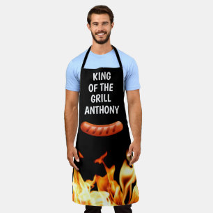 Men Sausage Black King of the Grill Chef BBQ Apron