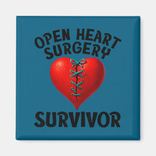 Men Shirt Open Heart Surgery Survivor Stitched Magnet