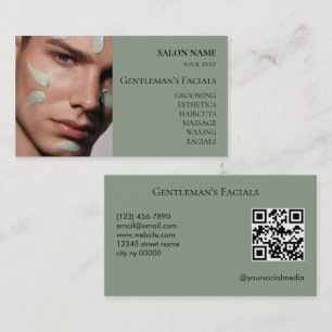 Men Skincare facial treatments QR code Business Card