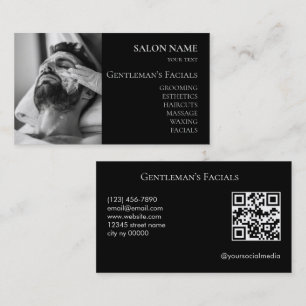 Men Skincare facial treatments QR code Business Card