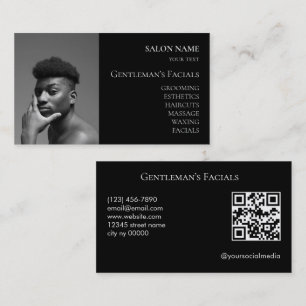 Men Skincare facial treatments QR code Business Card