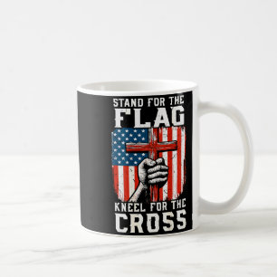 Men Stand For Flag Kneel The Cross Christian Patri Coffee Mug