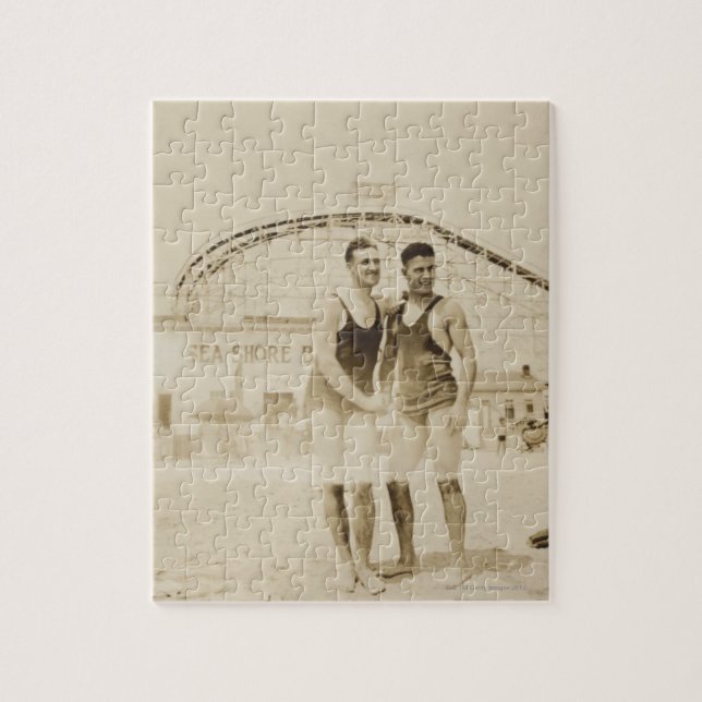 Men Standing on Beach Jigsaw Puzzle (Vertical)