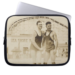Men Standing on Beach Laptop Sleeve