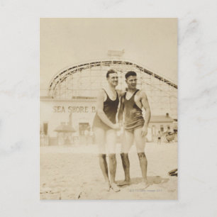 Men Standing on Beach Postcard