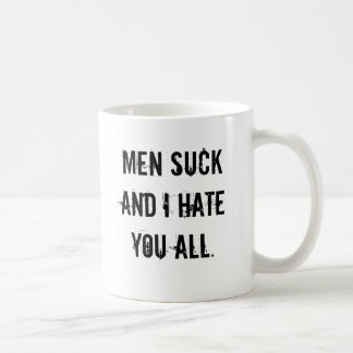 men suck coffee mug