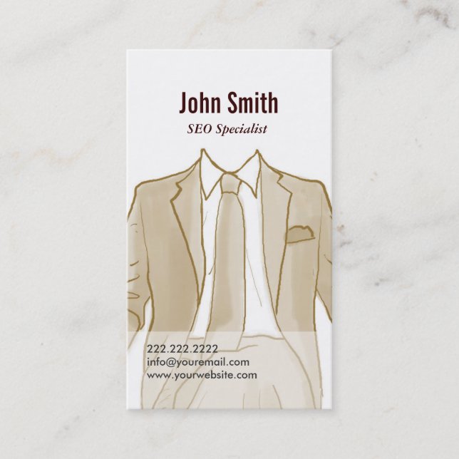 Men Suit SEO Specialist Business Card (Front)