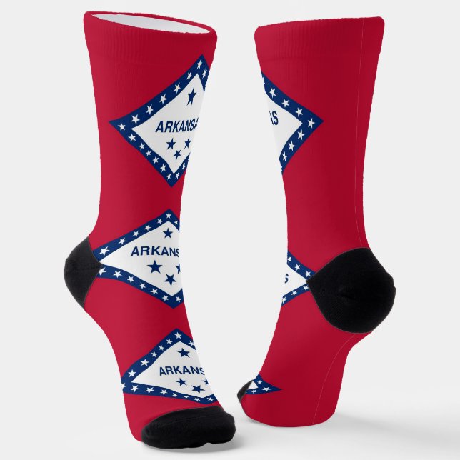 Men sustainable crew socks with flag of Arkansas (Angled)