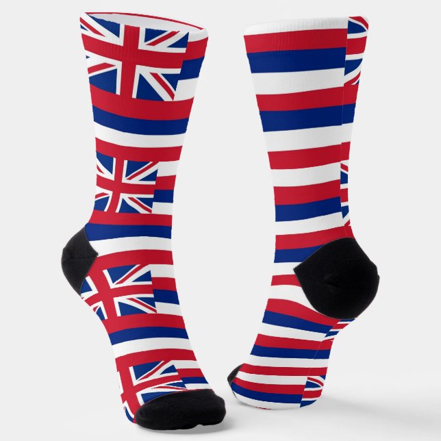 Men sustainable crew socks with flag of Hawaii (Angled)