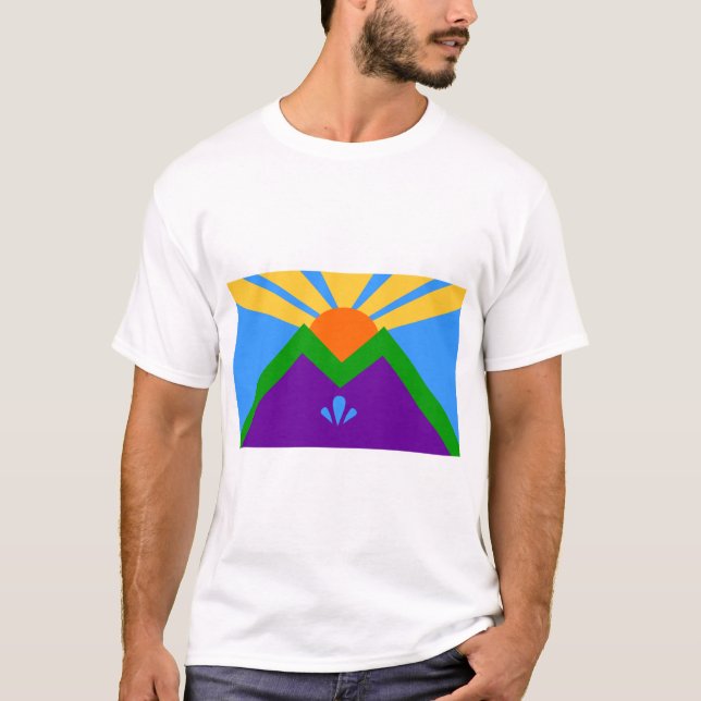 Men T Shirt with Flag of Manitou Springs, Colorado (Front)