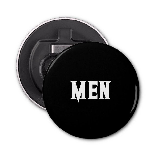 Men Text Custom Black Colour Background white text Bottle Opener (Front)