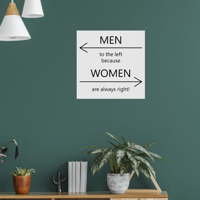 Men to the left because Women are always right Poster (Living Room 1)