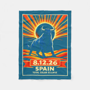 Men Total Eclipse Spain Astronomy Retro Fleece Blanket