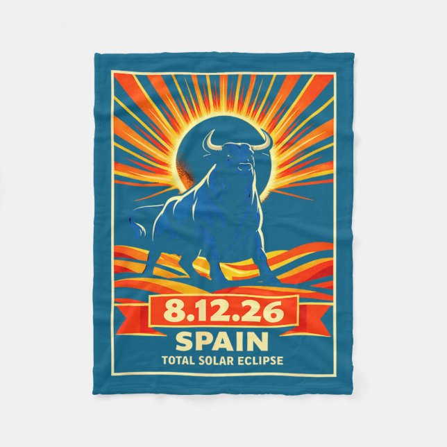 Men Total Eclipse Spain Astronomy Retro Fleece Blanket (Front)