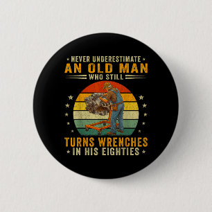 Men Turn Wrenches in Eighties 80s Funny Mechanic 6 Cm Round Badge