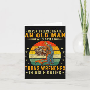 Men turn wrenches in eighties 80s funny mechanic card