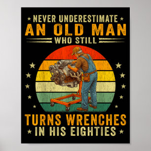 Men turn wrenches in eighties 80s funny mechanic poster