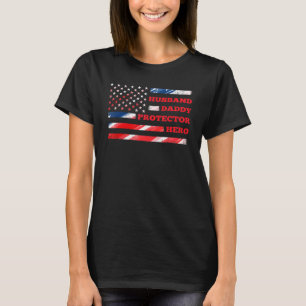 Men Us American Flag For Husband Daddy Protector H T-Shirt