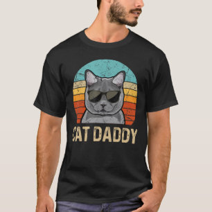 Men Vintage Cool British Shorthair Cat Daddy Wear  T-Shirt