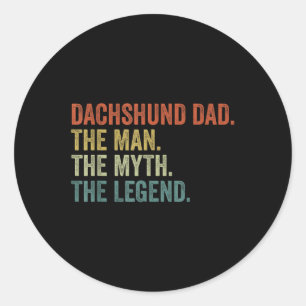 Men Vintage Dog Dad Man Myth Legend Shirt, Dachshu Classic Round Sticker