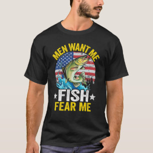 Men Want Me Fish Fear Me Fisherwoman Us Flag Women T-Shirt