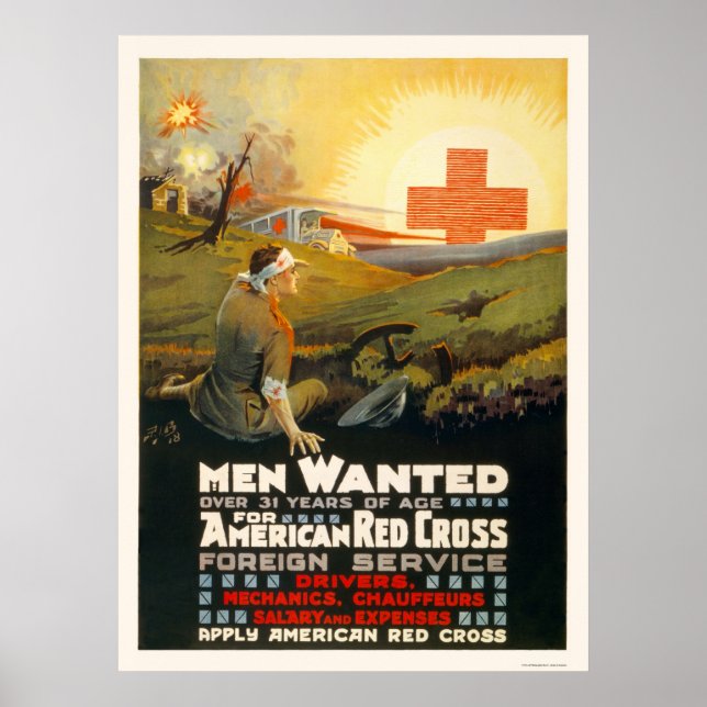 Men wanted for Red Cross Foreign Service Poster (Front)