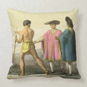 Men Wearing Ceremonial Ponchos in Santiago, Chile Cushion