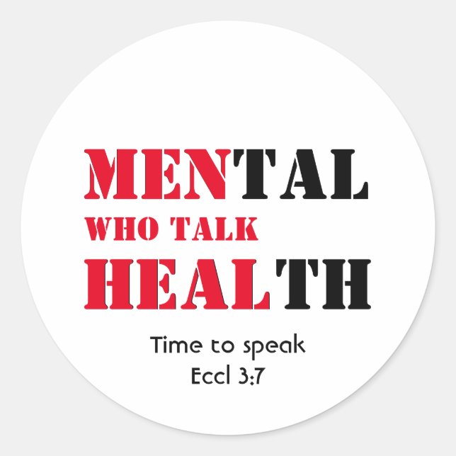 MEN WHO TALK HEAL Mental Health Custom Text Classic Round Sticker (Front)