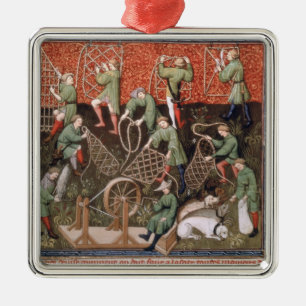 Men with nets metal ornament