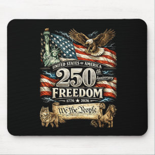 Men women 250 years of freedom patriotic flag 4th mouse pad