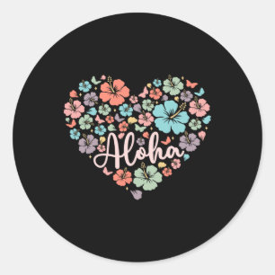 Men Women Aloha Hawaiian Family Vacation Flower He Classic Round Sticker