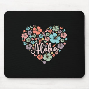 Men Women Aloha Hawaiian Family Vacation Flower He Mouse Pad