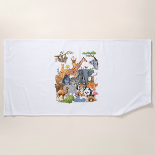 Men Women and Kids Wildlife Zoo Day Party Cute 22 Beach Towel