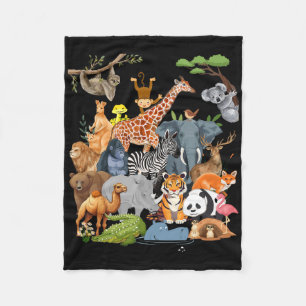 Men Women And Kids Wildlife Zoo Day Party Cute 22 Fleece Blanket