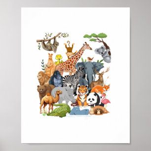 Men Women and Kids Wildlife Zoo Day Party Cute 22  Poster