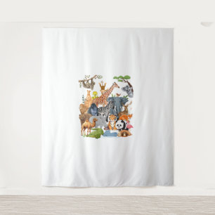 Men Women and Kids Wildlife Zoo Day Party Cute 22 Tapestry