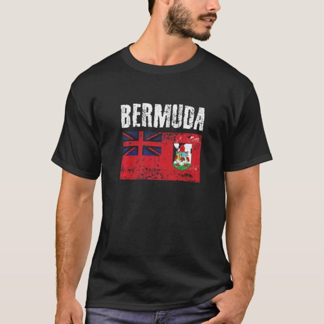Men Women Bermuda National Pride Distress Bermuda  T-Shirt (Front)