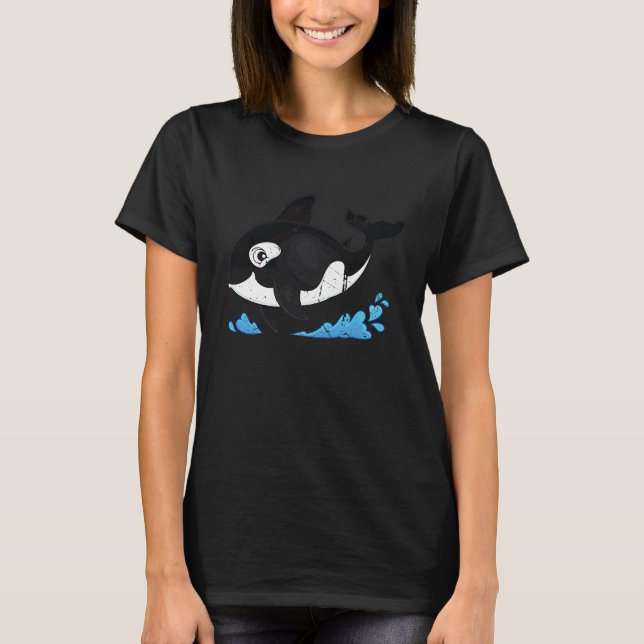 Men Women Cool Baby Ocean Orca Killer Whale Cute O T-Shirt (Front)