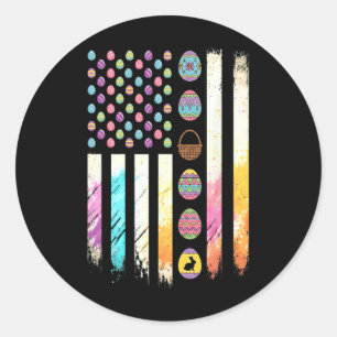 Men Women Easter Patriotic American Flag Easter Me Classic Round Sticker