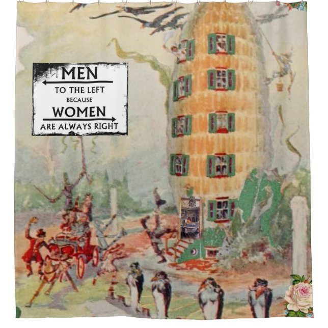 men women exit showercurtain white shower curtain (Front)