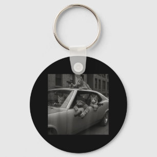 Men Women Funny Cat Gang Vintage Cute Kitten Gangs Key Ring