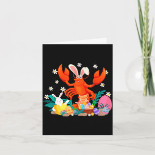 Men women funny crawfish easter sunday bunny egg card