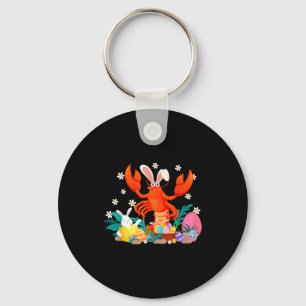 Men women funny crawfish easter sunday bunny egg key ring