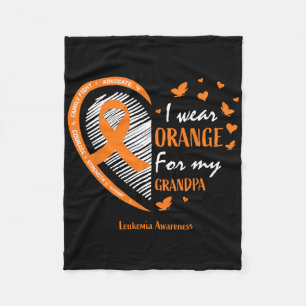Men Women I Wear Orange For My Grandpa Leukaemia A Fleece Blanket