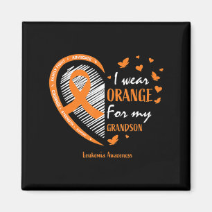 Men Women I Wear Orange For My Grandson Leukaemia Magnet