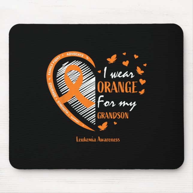 Men Women I Wear Orange For My Grandson Leukaemia  Mouse Pad (Front)