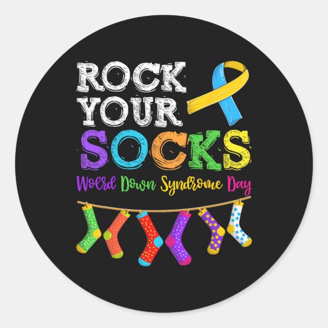 Men Women Kid Down Syndrome Awareness  Classic Round Sticker (Front)