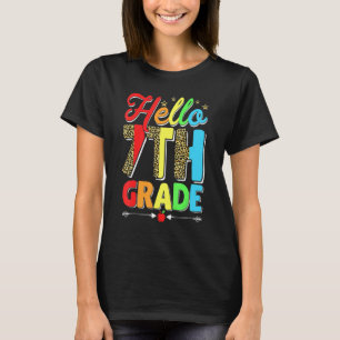 Men Women Kid Leopard Hello 7th Grade First Day Of T-Shirt